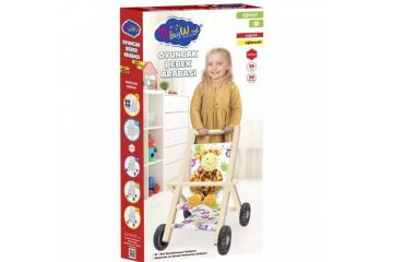 BD-386 KUTUDA AHŞAP OYUNCAK BEBEK ARABASI